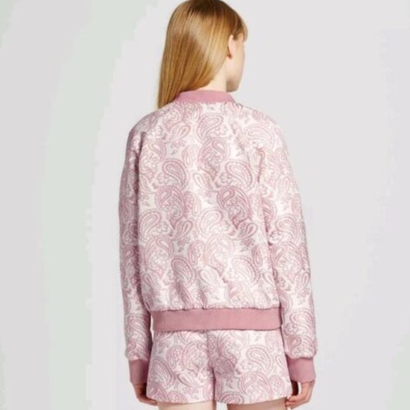 Women's Victoria Beckham Target - Blush Floral Jacquard Bomber Jacket - Sz M - Picture 3 of 4